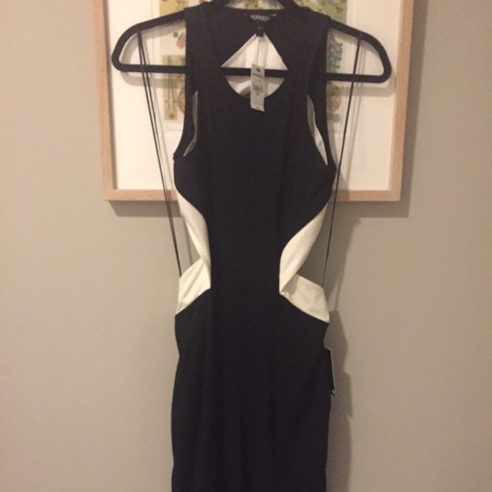 Express cut-out black and white bodycon dress